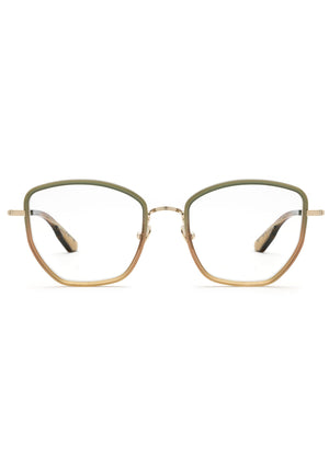 SKYLAR | 12K Titanium + Wasabi Handcrafted, luxury green to neutral gradient acetate and titanium medium sized butterfly KREWE eyeglasses