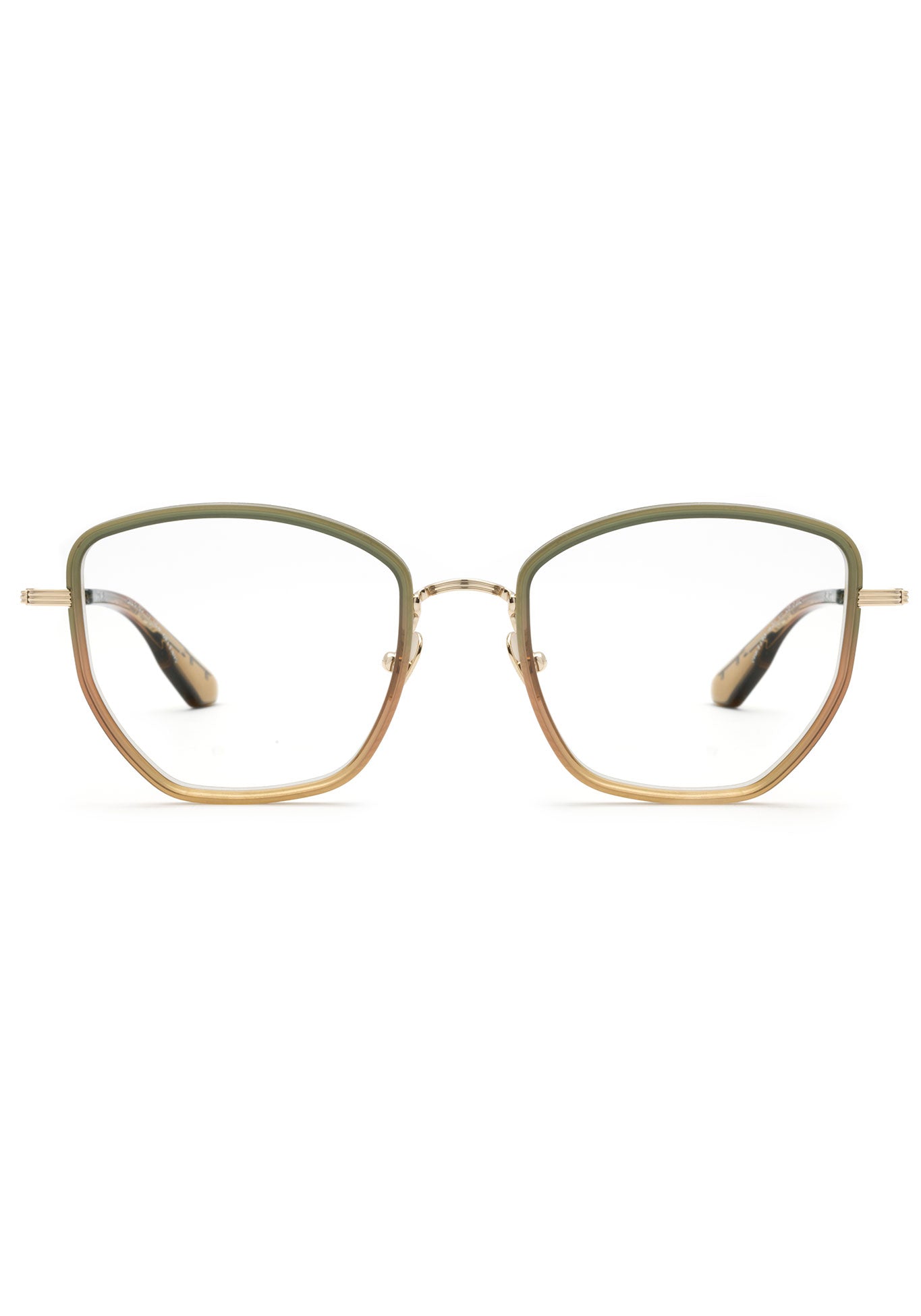 SKYLAR | 12K Titanium + Wasabi Handcrafted, luxury green to neutral gradient acetate and titanium medium sized butterfly KREWE eyeglasses