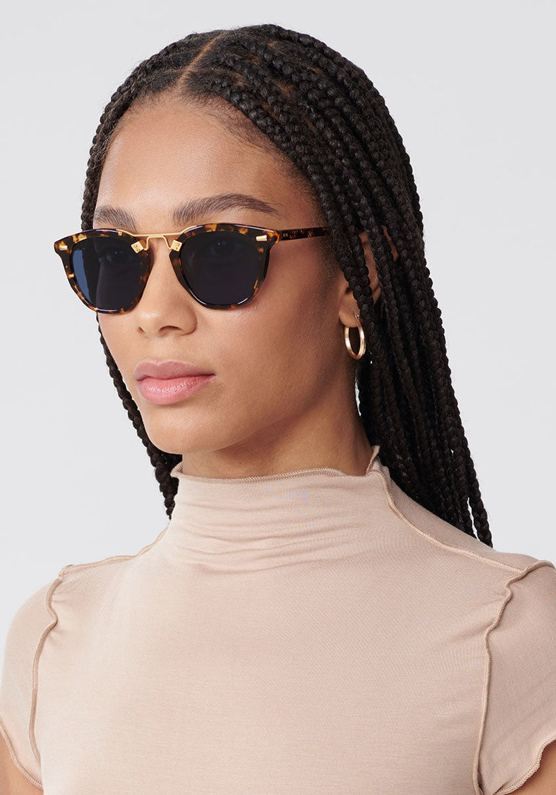 BEAU | Bengal Polarized 24K Handcrafted, luxury brown tortoise acetate KREWE sunglasses womens model