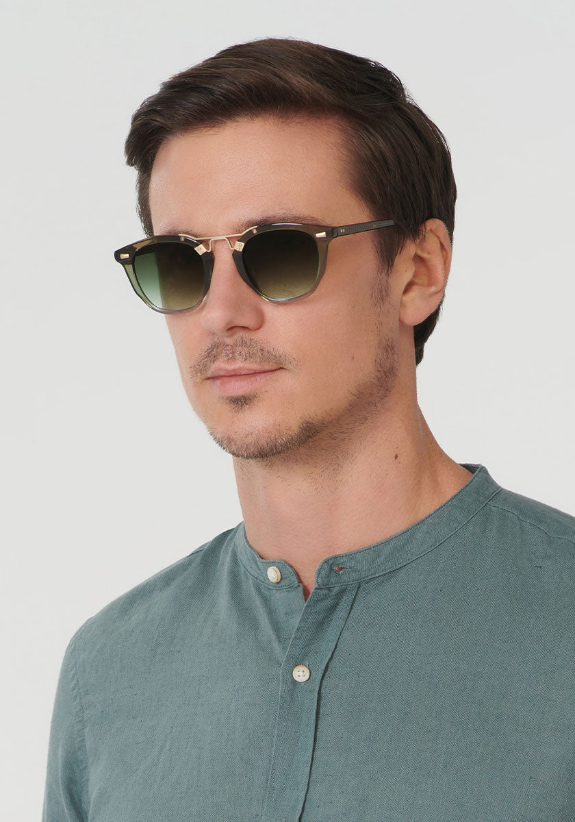 BEAU | Matcha 14K Handcrafted, luxury green acetate KREWE sunglasses mens model