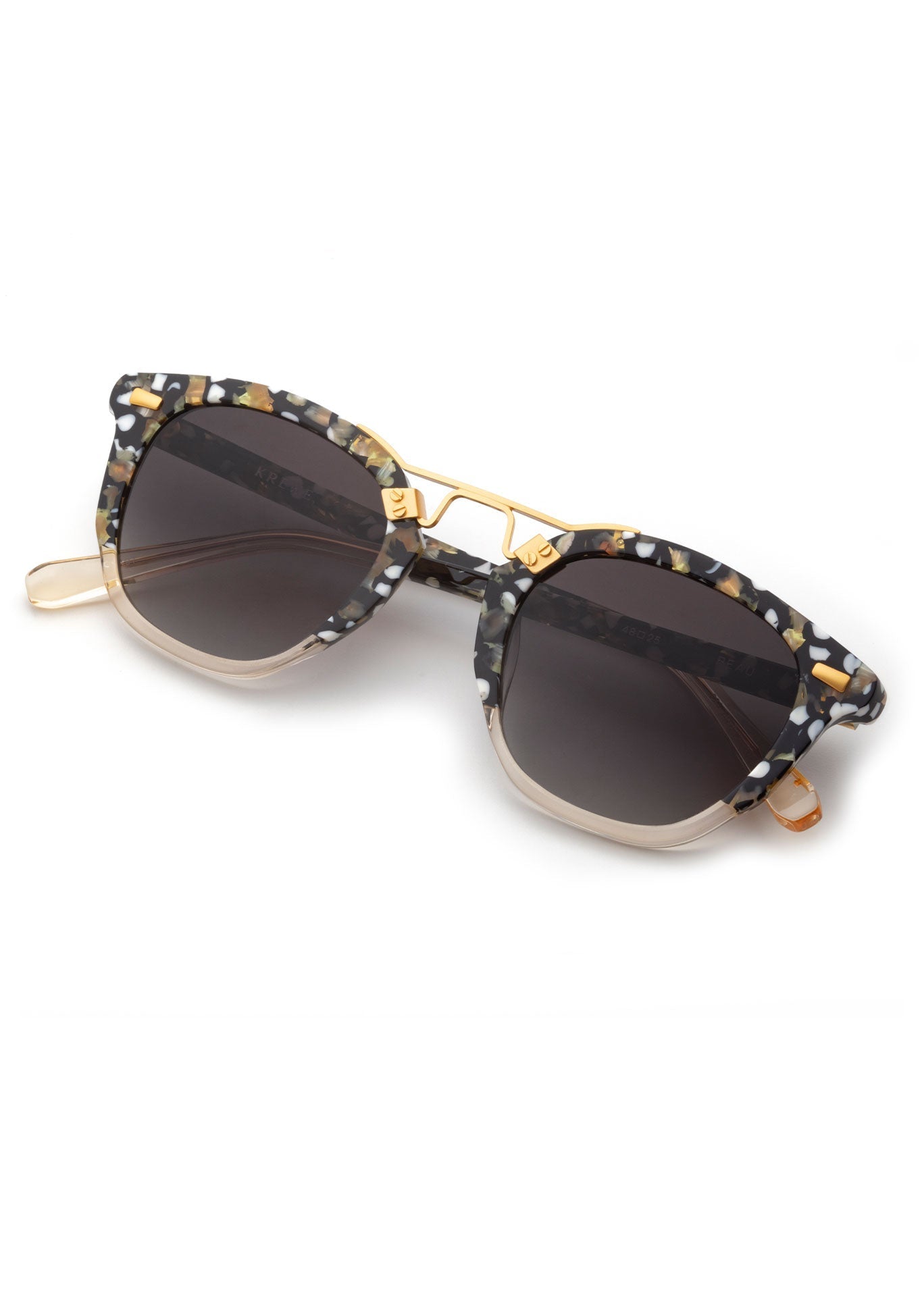 BEAU | Plume to Haze 24K Handcrafted, luxury black spotted acetate KREWE sunglasses