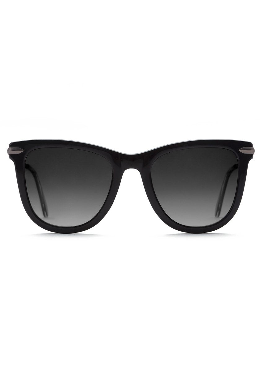 SIMONE | Black + Black and Crystal Handcrafted, Acetate Sunglasses