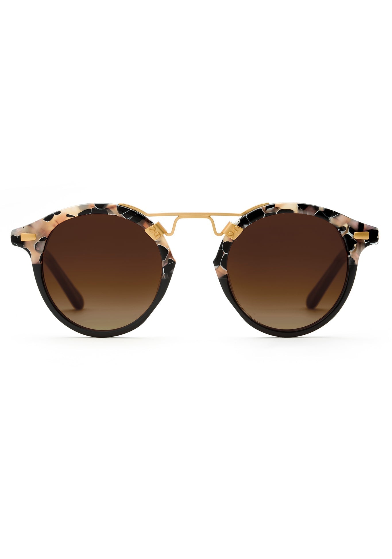 ST. LOUIS | Crema to Black 24K Handcrafted, Luxury brown and black acetate KREWE sunglasses