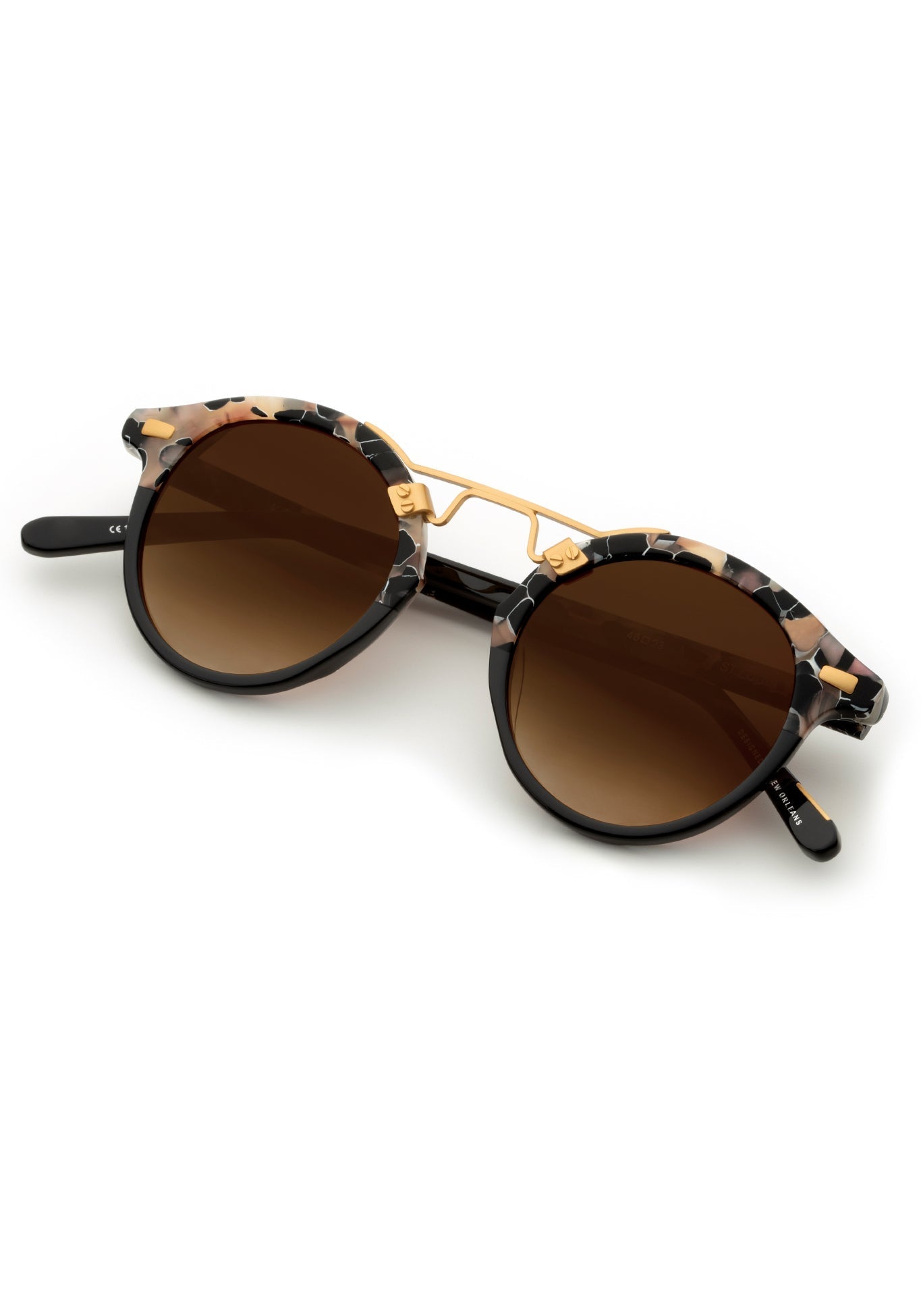 ST. LOUIS | Crema to Black 24K Handcrafted, Luxury brown and black acetate KREWE sunglasses