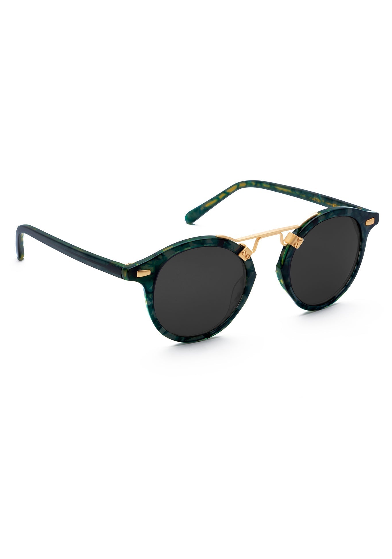 ST. LOUIS CLASSICS | Grey Ivy 24K Polarized Handcrafted, luxury green tortoise acetate KREWE sunglasses