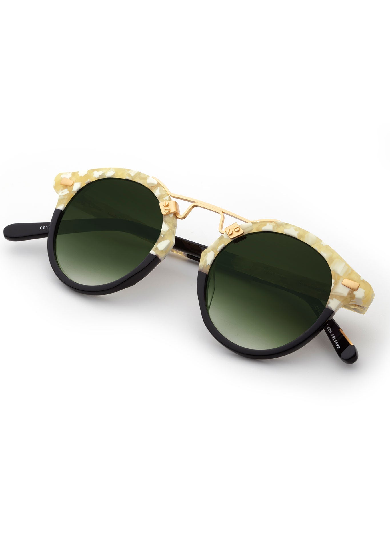 ST. LOUIS | Limón to Black 24K Handcrafted, luxury yellow and black split acetate KREWE sunglasses