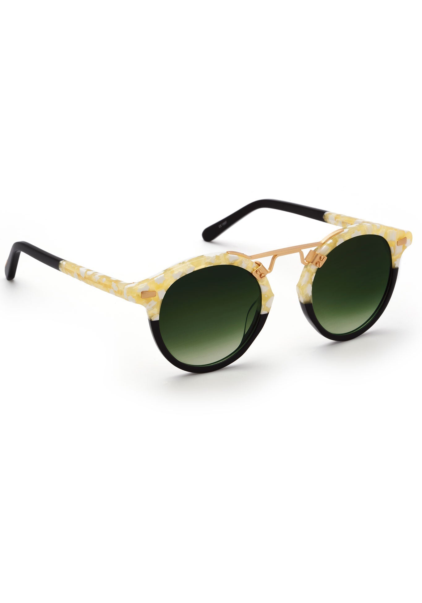 ST. LOUIS | Limón to Black 24K Handcrafted, luxury yellow and black split acetate KREWE sunglasses