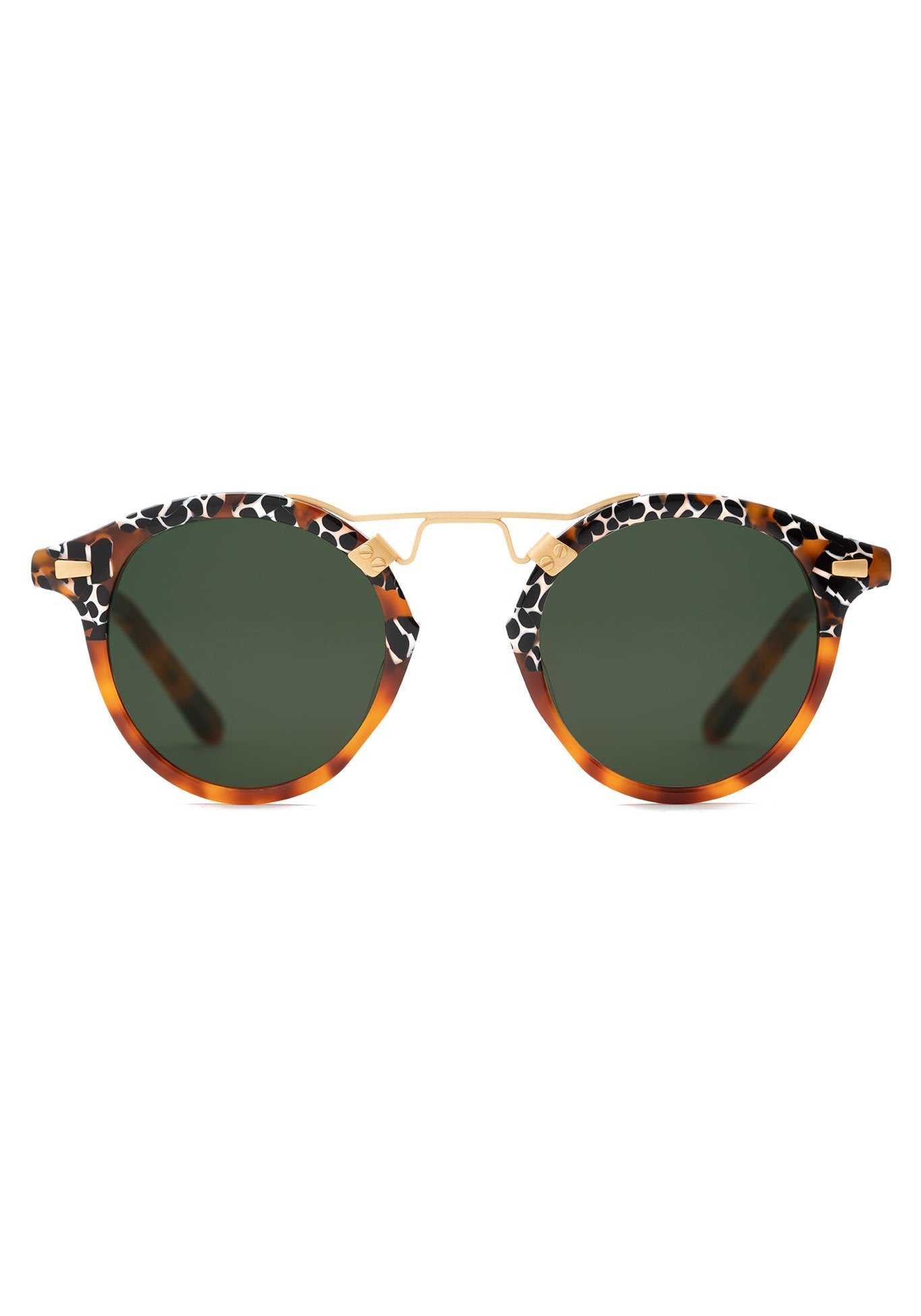 ST. LOUIS | Memphis to Cognac Handcrafted, Brown Tortoise and Spotted Acetate KREWE Sunglasses