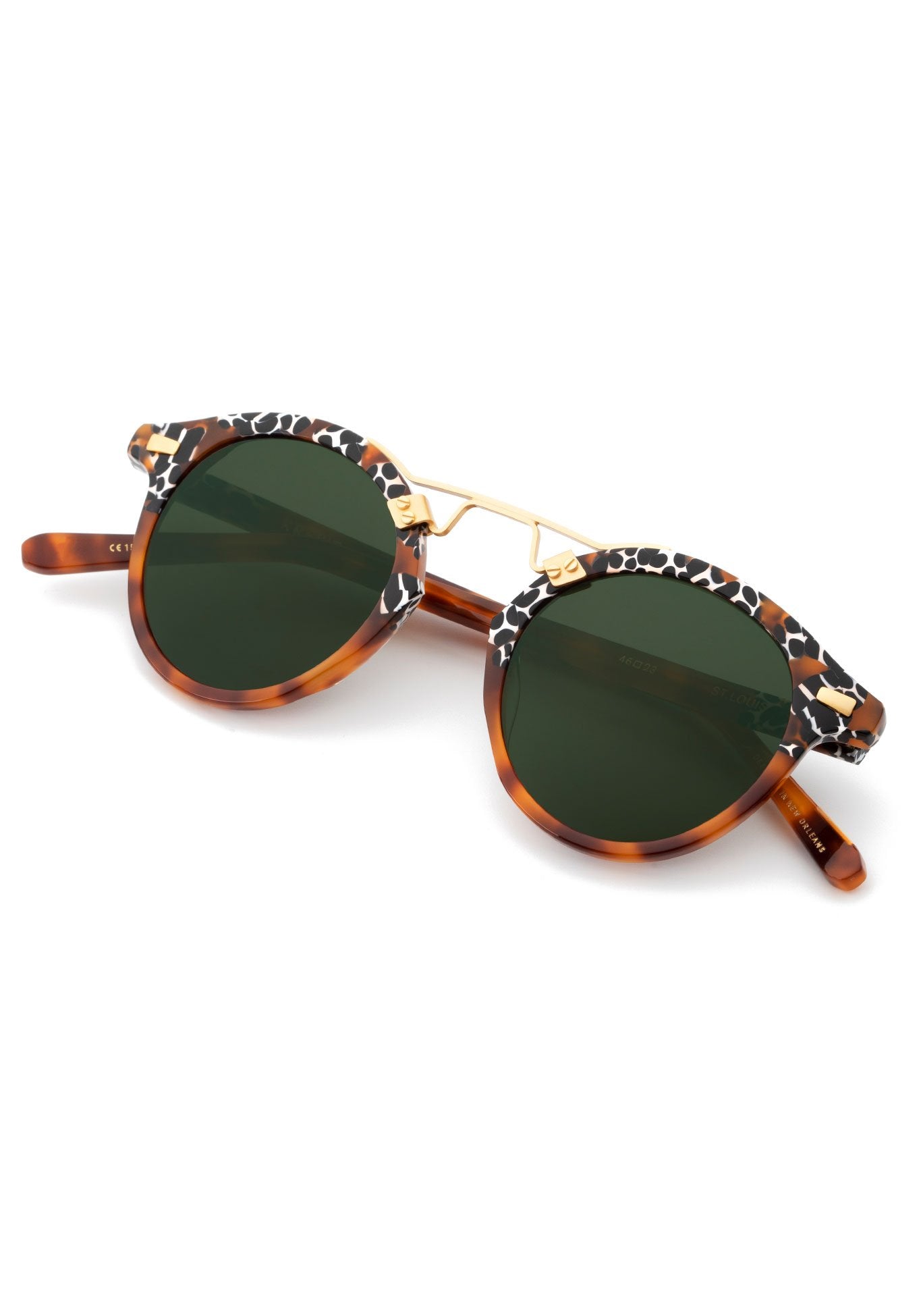 ST. LOUIS | Memphis to Cognac Handcrafted, Brown Tortoise and Spotted Acetate KREWE Sunglasses