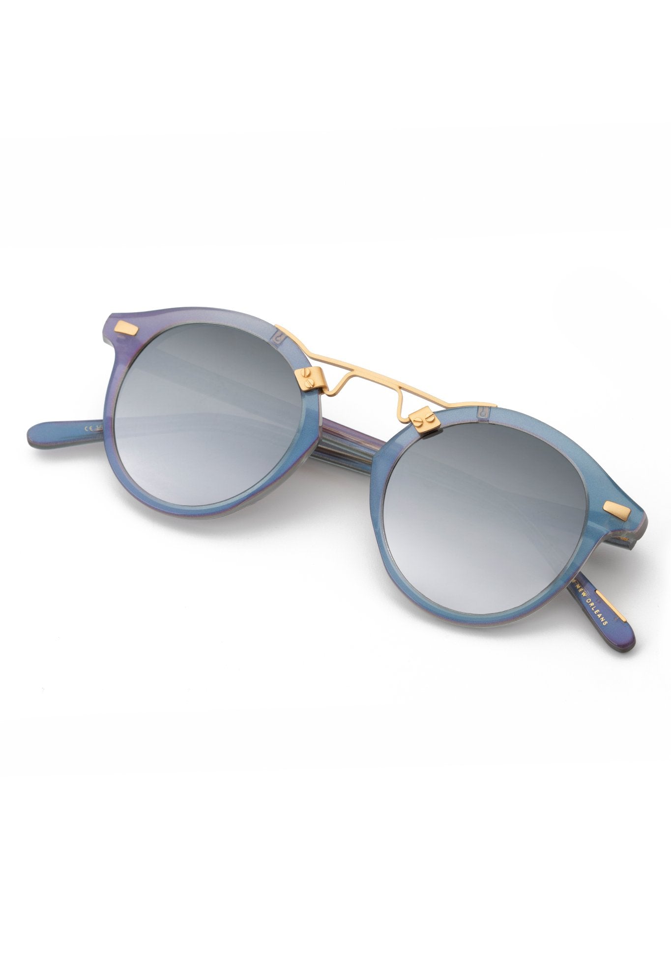 ST. LOUIS | Opal 24K handcrafted, luxury, purple and blue mirrored acetate KREWE Sunglasses