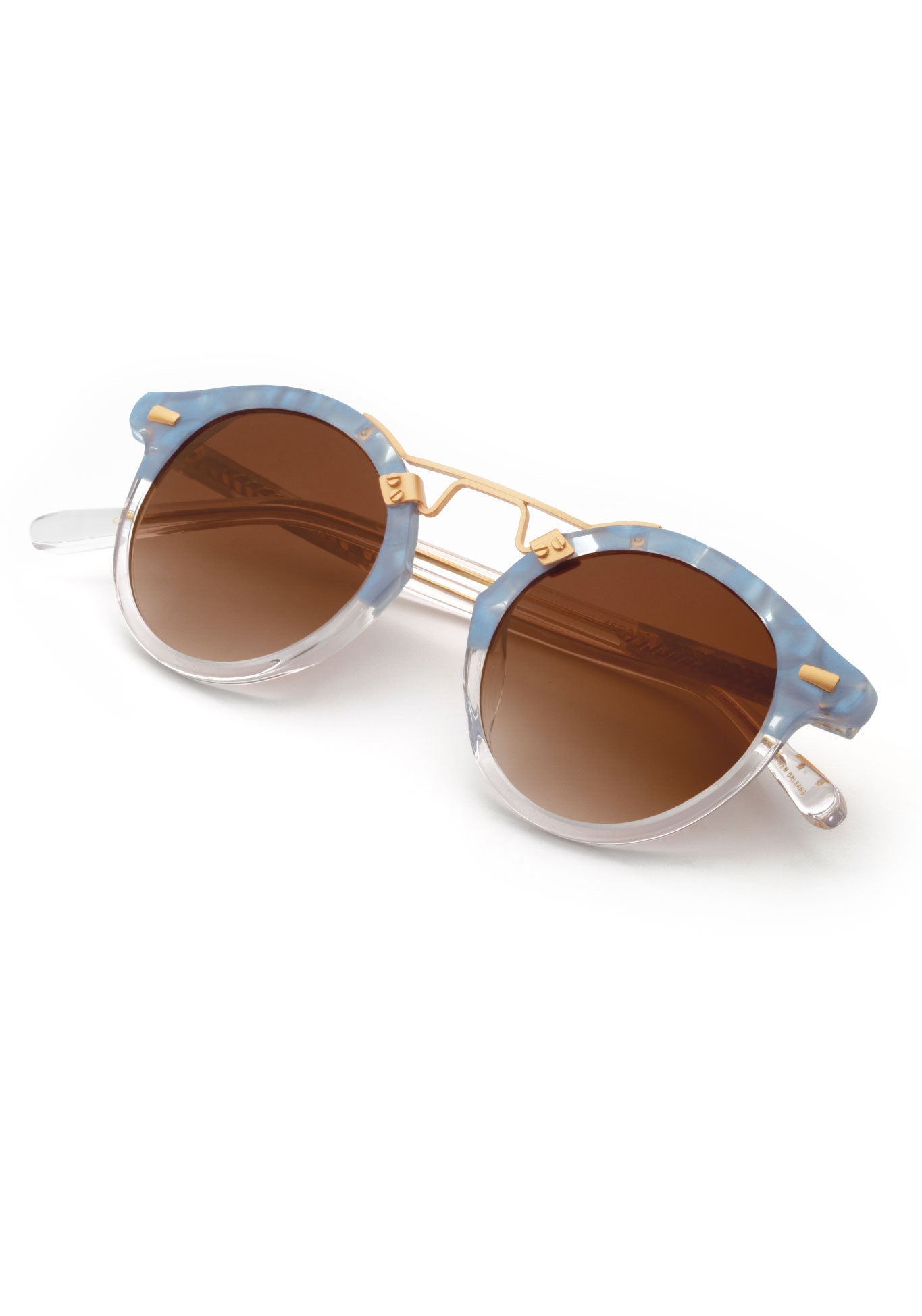 ST. LOUIS CLASSICS | Opaline to Crystal 24K Handcrafted, luxury, blue acetate KREWE sunglasses