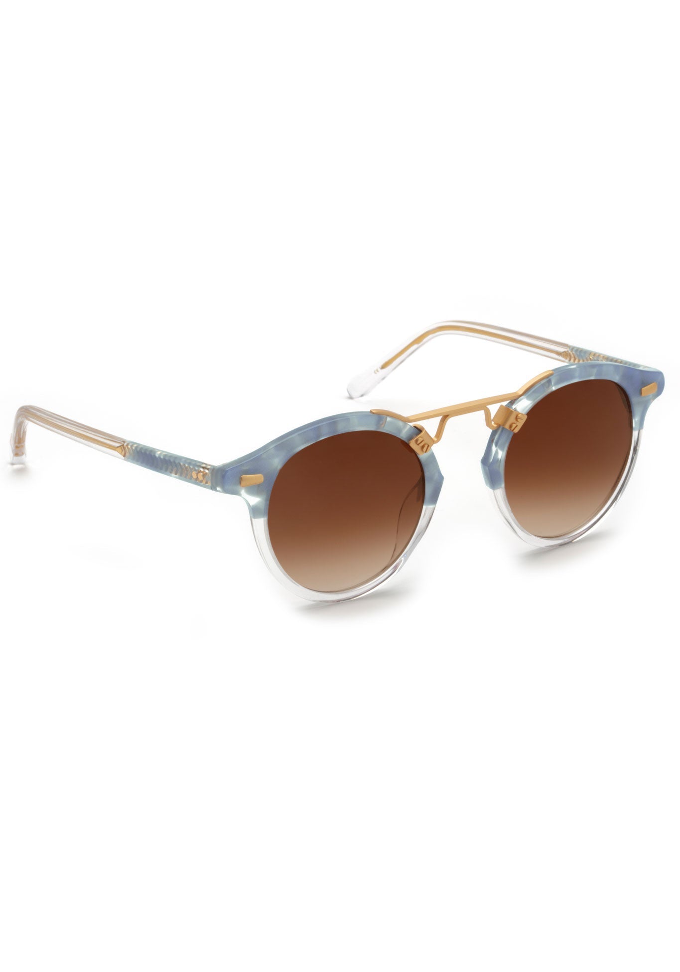 ST. LOUIS CLASSICS | Opaline to Crystal 24K Handcrafted, luxury, blue acetate KREWE sunglasses